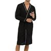 Cexiakong Kimono da uomo, casual, con scollo a V, a V, a maniche lunghe, in tinta unita, accappatoio giapponese, da sauna, con tasca, O nero., 3XL