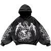Cexiakong Felpa da uomo e donna Y2K Vintage Print Casual Hoodie College Style Gothic Manica Lunga Felpa con cappuccio Lose Street Retro Coppia Felpa Halloween Abbigliamento Moda Confortevole Cappotto
