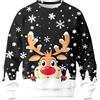 Generisch Maglione da uomo rosso natalizio a maglia con renna natalizia, stampa vigilia di Natale, maglione da lavoro, caldo Ugly Christmas Sweater divertente maglione invernale casual morbido con