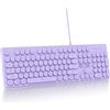 SbocKeeb Tastiera Illuminata PC, Tastiere Membrana Retroilluminati LED con Cute Tasti Rotondi, 104 Tasti Fullsize Tastiera USB Filo per PC/Win/Mac/Laptop QWERTY americana (Purple)