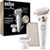 Braun Silk·épil 9 flex, epilatore con testa flessibile a 360° per una facile rimozione dei capelli, depilazione bagnata e asciutta, pelle liscia lunga, 9-011 3D, oro