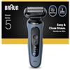 Braun Rasoio Uomo Elettrico Series 5, 52-A1000s, Blu - Rasoio Elettrico Senza Fili, Rifinitore Barba con Batteria 50 Min., Impermeabile, Made in Germany, Include Cappuccio di Protezione e Spazzola di