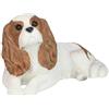 Sandicast Mid Size Ruby Cavalier King Charles Spaniel Sculpture - Lying, White, Mid Size