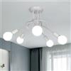 Toolight Comely Plafoniera Vintage 5 Luci E27 Bianco Ø60cm Sala Pranzo Cucina | Stile Industriale, Lampadari LED Soffitto, Perfetta per Soggiorno Camera da Letto Corridoio Guardaroba, Design Classico