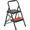 VEVOR Scala Pieghevole per Uso Domestico con 2 Gradini, con Ampio Pedale Antiscivolo e Comoda Impugnatura, Scala in Acciaio Portatile Leggera con Capacità di 272 kg, Multiuso per Cucina, Casa, Nero