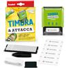 Trodat Timbra e Attacca, Timbro Vestiti Bambini Asilo per creare Etichette Adesive Personalizzate, per Set Asilo Personalizzato, Timbro, Caratteri, Pinzetta, Nastro Termoadesivo, 30 Etichette Adesive