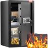 VEVOR Cassaforte a Singola Anta da 113,2 L con Serratura a Chiave e Password, Cassaforte con Borsa Ignifuga, Portachiavi, Luce LED, 2 Divisori Regolabili Rimovibili per Denaro documenti Gioielli Nero