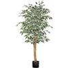 VEVOR 150 cm Albero di Ficus Artificiale con Vaso Nero, Albero Finto Alto con Tronco in Legno Naturale e Foglie e Frutti Verdi Realistici, Pianta Artificiale da Interno per Casa, Ufficio, Soggiorno