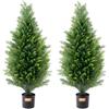 VEVOR Albero Topiario di Cedro Artificiale, Alto 91,4 cm Realistiche Piante in Vaso di Pino con Foglie Extra, Set di Verde Artificiale Protetto dai Raggi UV per Domestica di Interni Esterni (2 Pezzi)