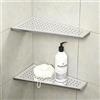 Bernkot Mensola angolare per doccia, 30,5 cm, in acciaio inox 304 lucido, a trapezio, con design a griglia, mensola da bagno per parete piastrellata, senza bisogno di fori, confezione da 2