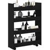 vidaXL Carrello di Stoccaggio Stretto Rovere Nero 60 x 20 x 82 cm, Carrello da Cucina Moderno, in Legno ingegnerizzato, Rettangolare, Mobile, Compatto e Perfetto per spazi ristretti