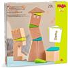 HABA Torre storta - 19 blocchi di legno e 6 cunei con schema per bambini dai 4 anni in su (made in Germany)
