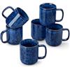 vancasso Set di 6 Tazze da Caffè in Gres - 360ml - Tazze Colazione con Manico per Latte, Tè, Cappuccino e Yogurt - Lavabile in Lavastoviglie e Microonde - Smalto Reattivo Blu