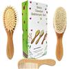 Molylove 3 pezzi spazzola di capelli del bambino e in legno pettine | capra naturale setole spazzola | legno di spazzola di setola
