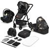 LIONELO Amber Passeggino Trio 0-22 kg Passeggino set 3-in-1: Passeggino + Navicella + Ovetto per neonato e bambini 0 fino a 48 mesi o 22 kg Regolabile e pieghevole, Ruote grandi, Cappotina XXL
