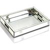 qmdecor Vassoio decorativo rettangolare a specchio argentato, dimensioni 28 cm di lunghezza x 35,6 cm di larghezza x 5,1 cm di altezza, organizer a specchio con mano, vassoio per profumi, gioielli, per bagno,