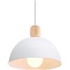 iDEGU Lampada a Sospensione Retrò 20CM LED Lampada a Soffitto in Legna Metallo Moderna Lampadario Stile Scandinavo a Semicerchio Plafoniera per Soggiorno Sala da Pranzo Camera da Letto (Bianco)