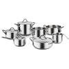 Barazzoni Batteria 11 pz, Acciaio Inox 18/10, Adatta a tutti i piani cottura induzione compresa, Include 2 pentole + 3 casseruole + 1 tegame + 1 bollilatte + 4 coperchi, Made in Italy.