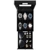 Uten Scatola Porta Orologi a 6 Scomparti, 2 Livelli PU Porta Orologi, Serratura a Chiav, Coperchio in Vetro, Fodera in Velluto Nero, Idea Regalo, Catola Portagioielli per Orologi Uomo e Donna
