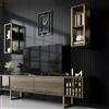Dmora - Mobile porta TV Eunomia, Credenza da soggiorno, Armadio basso per TV, Base parete attrezzata, 180x30h48 cm, Noce e Nero