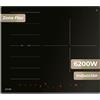 EVVO Piastra Induzione V62 - Piano cottura a induzione a 4 zone, zona flessibile, 7200 W, Booster, controllo touch, 9 livelli, blocco per bambini, timer, spegnimento automatico, vetro nero