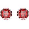Swarovski Orecchini a lobo Birthstone, Taglio squadrato, Luglio, Rossi, Placcato rodio