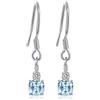 JewelryPalace Orecchini Donna Pendenti Lunghi placcato oro bianco 14K con Sky Blue Colored Created Spinel, Piercing Orecchini a Gancio con Pietra a Taglio Cuscino, Orecchini Azzurri Set Gioielli Donna