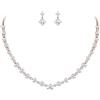 EVER FAITH Gioielli da Sposa Donna Rosa Oro Placcato Bianco Pieno Rotonda CZ Collana Orecchini Set