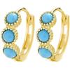 IMINI Piccoli orecchini a cerchio rotondi in argento Sterling 925, per donne e ragazze, minimalisti, orecchini a cerchio per cartilagine, ipoallergenici, 13.3 mm * 15 mm, Placcato oro bianco, turchese
