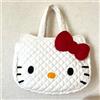 Sanrio Borsa trapuntata Hello Kitty grande design viso bianco fiocco rosso vintage rara