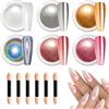 BISHENGYF 6 Polvere Cromo per Unghie - 1G Polvere Effetto Perla per Glazed Donut Nails, Polveri Brillantini Unghie Effetto Specchio, Nail Art Glitter con Laser