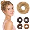 Rich Choices Chignon Finto per Capelli Veri 17g Mini Posticci Chignon Facile per Capelli Updo Messy Bun Liscio Elastico Extension da Donna Ragazze, #6/613 Marrone Chiaro/Biondo Chiaro