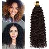 TESS 36 cm Crochet Braids Hair 1 Pezzi Estensioni Trecce Treccia di Capelli Sintetici Treccia Onda d'acqua Ricci Posticci Ispessimento dei capelli sintetici 100g Marrone scuro