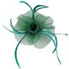 Inzopo - Fermaglio per Capelli a Rete con Fiori e Piume, da Donna, Ideale per Feste in Chiesa, Colore: Verde Scuro