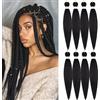 YUFEIHE Black EZ Braiding Hair 26 Inch 8 Pcs Pre Stretched Braiding Hair Extensions | Smooth synthetic EZ braids, anti-tangle & lightweight, easy to DIY, perfect for stage shows, parties, Halloween and cosplay