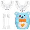 Fiotha Spazzolino Elettrico per Bambini a Forma di U, 360°Spazzolino Elettrico Bambini con 2 Testine in Silicone a Forma di U e 2 Testine per Bambini e Bambine 2-12 anni (C)