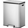 EKO - Ecocasa 2 Pattumiera a pedale per il riciclo 36+24 litri - Acciaio inox Polipropilene - Acciaio inox opaco