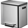 EKO - Pattumiera a pedale EcoCasa Recycler 12+12 litri - Acciaio inox - Acciaio inox opaco