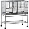 Giordanoshop Voliera Doppia Gabbia per Uccelli 95x45,5x102 cm in Metallo con Ruote Grigia