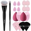 START MAKERS 16 Pezzi Spugnette Trucco Make up e 2 Pennelli | Beauty Blender, Pennello Fondotinta e Correttore, Puff Cipria | Kit Viso Completo per Applicazione Perfetta di Prodotti Liquidi, Cremosi e in Polvere