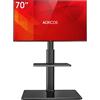 AOKCOS Supporto TV da Pavimento Inclinabile per 32-55 65 70 Pollici, Girevole & Altezza Regolazione Mobile Porta TV da Terra con Mensola, Max VESA 400x400mm 40kg