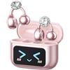 ZOMBIES CAT Cuffie Open Ear Clip-on con Schermo Touch & Orecchini Diamanti Rimovibile - Auricolari Bluetooth 5.4, Audio HiFi, Auricolari Open Ear Design Elegante per Sport e Tempo Libero, M100 Rosa