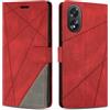 SONWO Cover per Oppo A78 4G, Flip Caso in PU Pelle Case Cover Custodia con Slot per Schede e Supporto Stand per Oppo A78 4G, Rosso