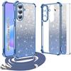 Yutwo Cover per Samsung Galaxy A57 5G con cordino, Collana Cover Glitter Trasparente Antiurto, Paillettes Rimovibili e Cornice Elettroplaccata, Compatibile con Samsung Galaxy A57 5G, Blu