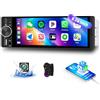 GOHHDL Autoradio 1 DIN con Schermo da 6.28 pollici con Wireless CarPlay Android Auto, Bluetooth 5.2 Vivavoce HD Radio Display con Mirror Link, USB/AUX, FM Radio, SWC, EQ +Telecamera posteriore
