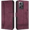Bravoday Cover per Xiaomi Redmi Note 12 4G, Flip Custodia in Pelle PU Portafoglio Custodia per Xiaomi Redmi Note 12 4G, con Slot per Schede, Vino Rosso