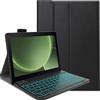 FKQLH Custodia con Tastiera per Samsung Galaxy Tab Active5 Pro 10,1'' SM-X350/X356B, QWERTY Layout 7 Colori Retroilluminata Tastiera Bluetooth Rimovibile, Nero