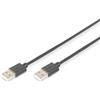DIGITUS Cavo di collegamento USB 2.0-5,0 m - da USB A (M) a USB A (M) - 480 Mbit/s - Cavo di collegamento, Cavo USB - Nero