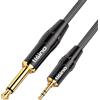 Tisino Cavo Jack 3,5mm a 6,35mm Mono, Cavo Chitarra Mono a Stereo, 1m | Cavo Audio da Jack 6,35mm a 3,5mm per Mixer/Chitarra elettrica/Strumenti, Connettori Placcati in Oro, HiFi Alta Fedeltà