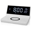 NEDIS Sveglia Senza Fili | Certificazione Qi | 5/7.5/10/15 W | Spina USB-A | 2 orari di Allarme | Funzione Snooze